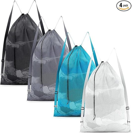 4 Pcs Large Mesh Laundry Bag with Adjustable Drawstring Closure 24 x 36 Inches Travel Laundry Bags for Dirty Clothes Machine Travel Washable College Dorm Sports (Classic)