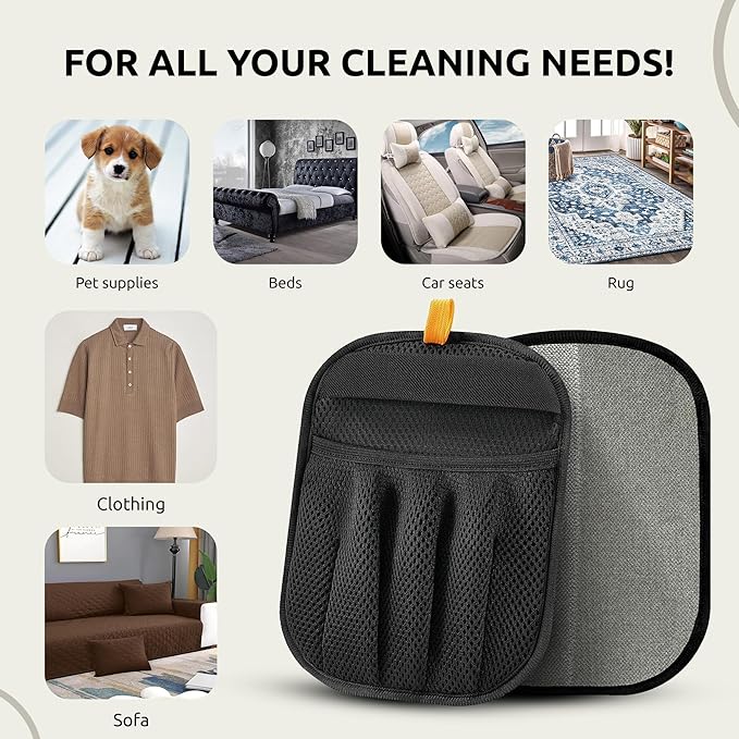 Pet Hair Removal Glove – Newly Upgraded Electrostatic Five-Finger Cat & Dog Hair Remover Tool for Clothes, Furniture, Carpet, Curtains & Car – Reusable Grooming Mitt for Pets