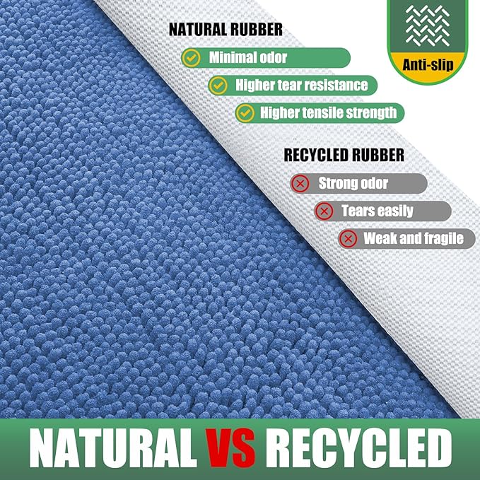 IM HOME Chenille Absorbent Outdoor Doormat 48" x 30", Washable Muddy Door Mats for Dog Non Slip Indoor Doormat Dog Mat for Muddy Paw Front Inside Doormats for Entryway Cornflower Blue