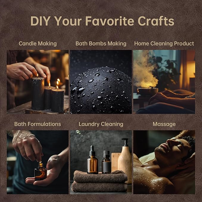 Men Essential Oils Set - 6 Premium Fragrance Oils for Diffusers for Home, Candles & Aromatherapy | Leather, Sandalwood, Cologne, Smoke Vanilla, Oak, Mahogany Scents | Gift Set for Men, Father's Day