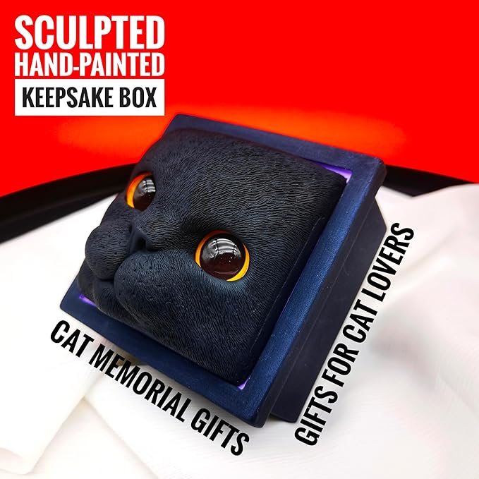 Cat Keepsake Box Memory Decorative Box Cat Portrait Gifts For Pet Owners And Pet Lovers Holds Jewelry Cat's Whiskers Fur and as a Memory Box (Black Cat)