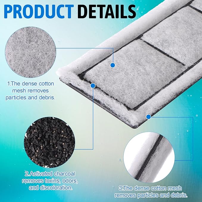 24Pcs Filter Cartridges Replacement RF-S Filter Cartridges Filter Cartridges RF-S Filter Fish Tank Filter Small Filter Cartridges Refill for Aquarium Internal Filter