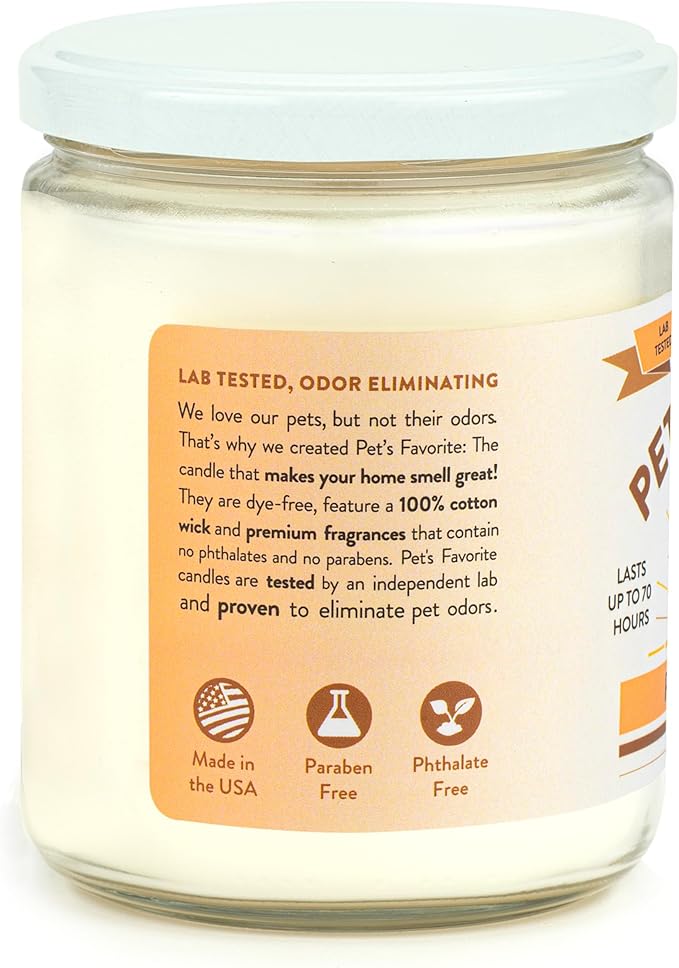 Pet's Favorite Plant Based Air Freshener Candles, Clean Burning Pet Friendly Candles with a 70 Hour Burn Time, Pumpkin Spice