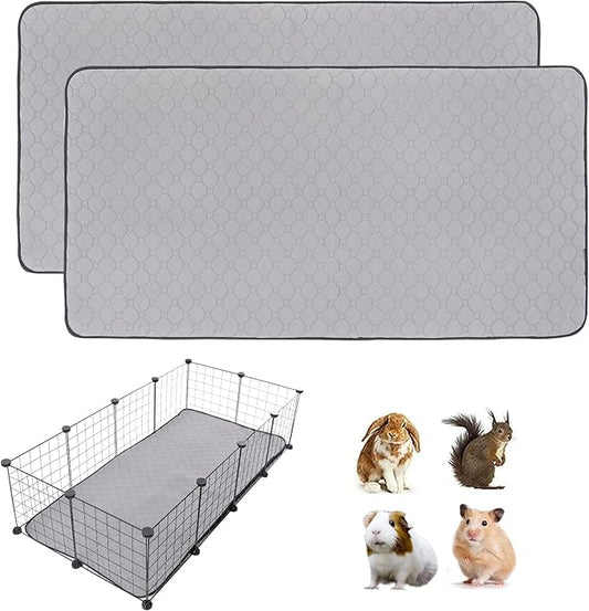 2 Pack Guinea Pig Cage Liners, LWYMX 24'' X 48'' Washable Guinea Pig Pee Pads, Non Slip Reusable Super Absorbent Guinea Pig Training Mat Bedding Fleece for Small Animals Hamster Rabbit Chinchilla Rat