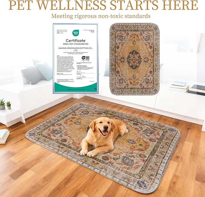 Homimp Washable Pee Pads for Dogs, 4 Pack Reusable Puppy Pads Waterproof, Absorbent and Leakproof Dog Pee Pads, Non Slip Puppy Training Pads, Pet Mat for Floor,Crate,Couch,Whelping,Khaki, 18"x24"