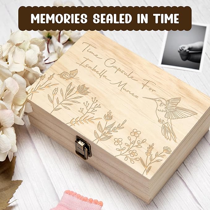 Personalized Time Capsule Memory Box Custom Engraved Wooden Keepsake Box for 18th Birthday Surprise Memories Photos Letters Memento - Storage Boxes for Baby Shower Birthday Anniversary Milestones Gift