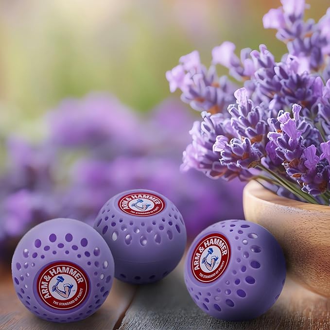 Arm & Hammer Odor Busterz Lavender Deodorizing Balls - Air Freshener and Odor Eliminator - Long-Lasting Freshness for Home, Bathroom, Closet, Gym Bags, Sports Gear and More - 3-Count, Lavender Scent
