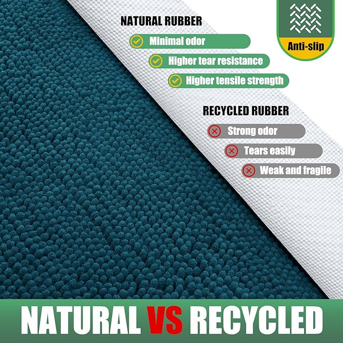 IM HOME Chenille Absorbent Outdoor Doormat 60" x 36", Washable Muddy Door Mats for Dog Non Slip Indoor Doormat Dog Mat for Muddy Paw Front Inside Doormats for Entryway Teal Blue