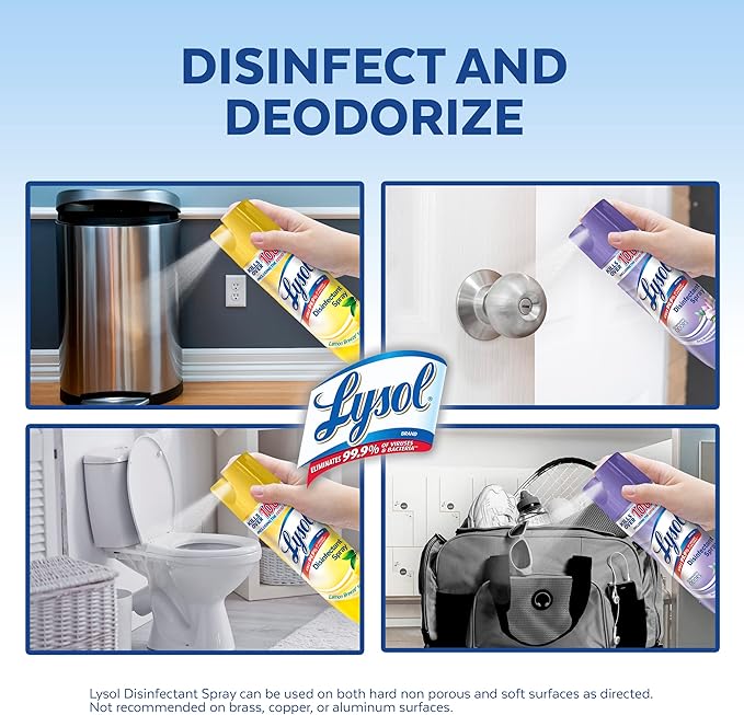Lysol Disinfectant Spray Bundle, Sanitizing And Antibacterial Spray, For Disinfecting And Deodorizing, contains x2 Lemon and Early Morning Breeze, 19 Fl Oz, Packaging May Vary