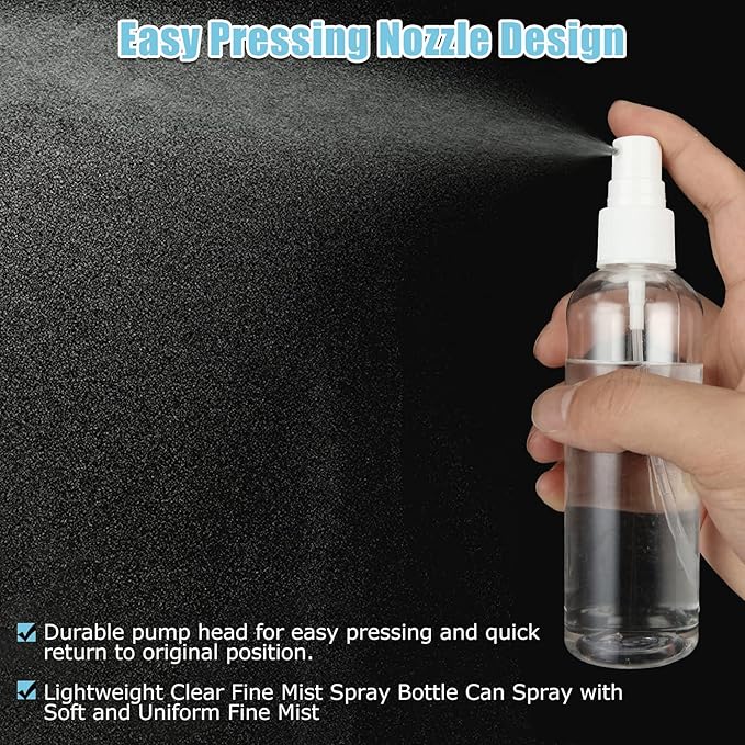30Pcs 4oz Clear Plastic Spray Bottles with Caps, Small Plastic Fine Mist Spray Bottles, Refillable Empty Fine Mist Spray Bottle, Travel Spray Bottle with Funnel