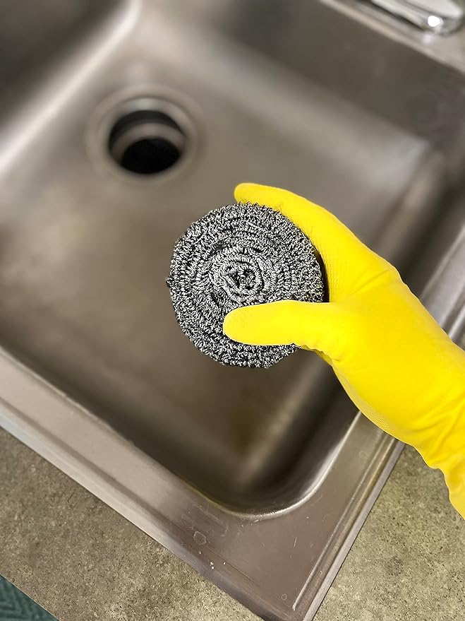 24 Count | KingSeal Stainless Steel Scrubbers, Scrub Pads, Heavy Duty, 50 gram Weight, Individually Wrapped - 2 Packs of 12 Scrubbers