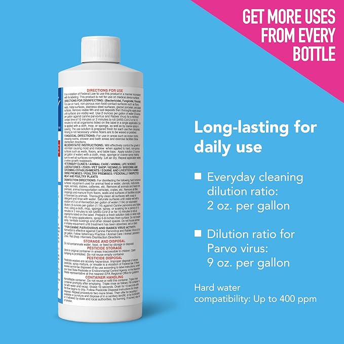 ATP KennelSol 1-Step Kennel Cleaner - 1 Pint Liquid Disinfectant, Effective Against Bacteria and Viruses, Deodorizer Wintergreen Scent by Alpha Tech Pet