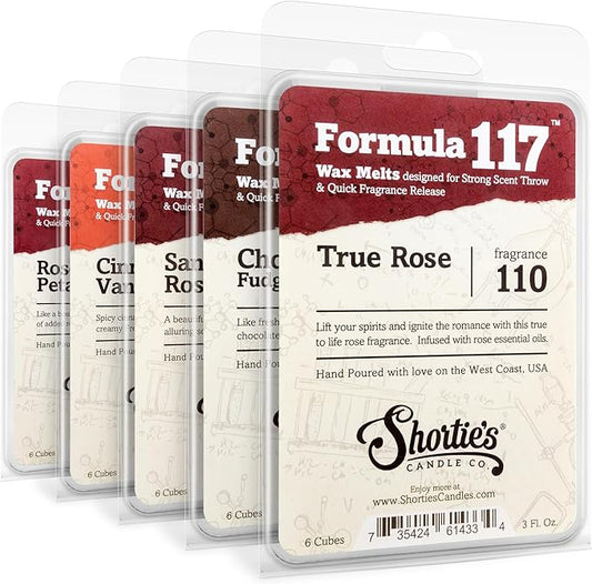 Shortie's Candle Company Valentine's Wax Melts Variety 5 Pack - Formula 117-5 Highly Scented 3 Oz. Bars - Made with Natural & Essential Oils - Valentine's Day Warmer Wax Cubes