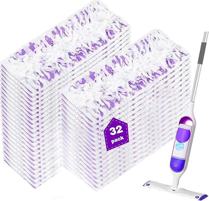 32 Count Disposable Power mop Refills for Swiffer PowerMop Multi-Surface Mop and PowerMop Wood Mop, Spray Clean Pads Replacement