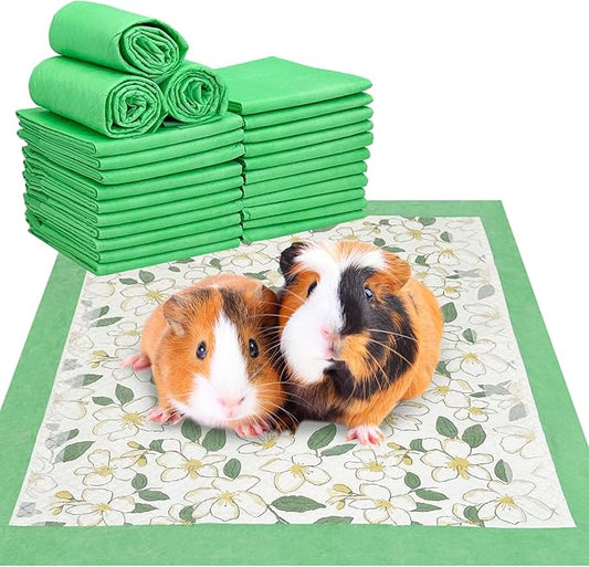 Fhiny 100 PCS Disposable Guinea Pig Cage Liner, 13'' x 18'' Super Absorbent Rabbit Pee Pads Odor Control Small Pet Cage Bedding Accessories for Rabbit Bunny Ferret Cat Puppy and Other Small Animals