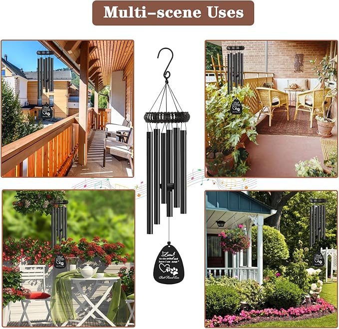 28" Pet Sympathy Wind Chimes, Dog Memorial Gifts for Loss of Dog, Loss of Pet Passing Away Bereavement Remembrance Gift