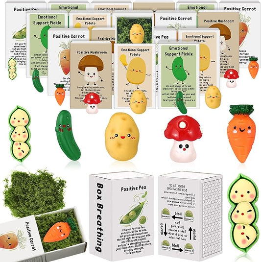 25 Set Employee Appreciation Gifts Bulk Coworkers Thank You Desk Pets Holiday Small Cute Emotional Support Resin Ornaments Card Box for Women Men Adults Office (Mushroom)