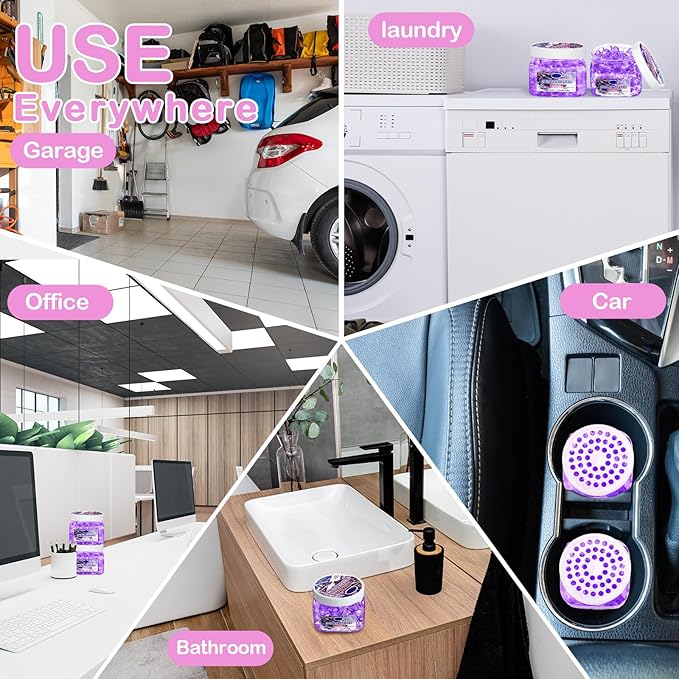 12 Pcs Air Freshener Gel Bulk Odor Eliminator Gel Beads 8 oz Long Lasting Air Freshener Beads Eliminates Odors in Home Bathrooms, Cars, Boats, Rvs and Pet Areas(Lavender)