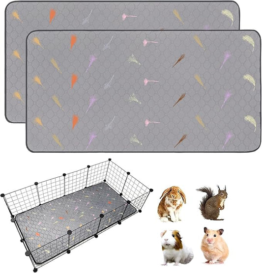 2Pcs Guinea Pig Cage Liners,Guinea Pig Fleece Cage Liners24''X48'' Super Absorbent Washable Pee Pads Reusable for Rabbit Hamster Chinchilla