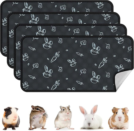 4-Pack Guinea Pig Cage Liner Washable, 24in x 47in Ultra-Absorbent Guinea Pig Bedding for Cage Non-Slip Leak-Proof Pee Pads for Dogs Rabbit Bunny Cat Litter Mat, Navy