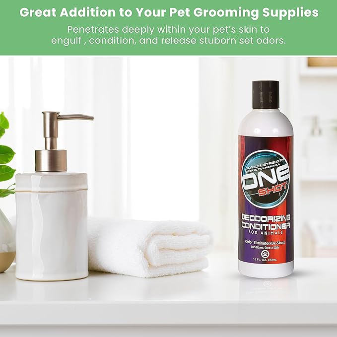 Best Shot ONE Shot Deodorizing Conditioner, Hydrating and Moisturizing Conditioner for Dogs, Cats, Horses, and Livestock, Removes Stubborn Odors, 16 Oz.