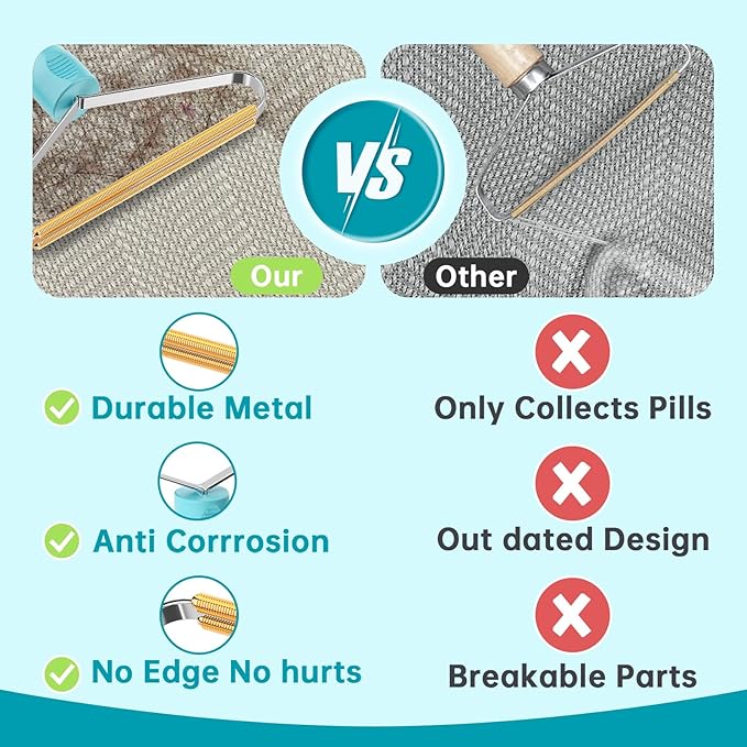 3-Pack Pet Hair Removal Tool,Dog Cat Hair Remover,Lint Shaver Cleaner Pro,Fur Removal Tool,Portable Carpet Scraper,Carpet Rake,Pet Hair Brush for Carpet,Clothes,Car Mats,Couch,Pet Bed,Furniture