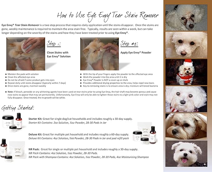 Eye Envy Gentle Action Dry Applicator Refill Pads for Dogs and Cats. 100 Count. Refill Reusable Jar. Use with Tear Stain Remover Solution. Gentle Exfoliating Texture, Lint Free, Non-Absorbent