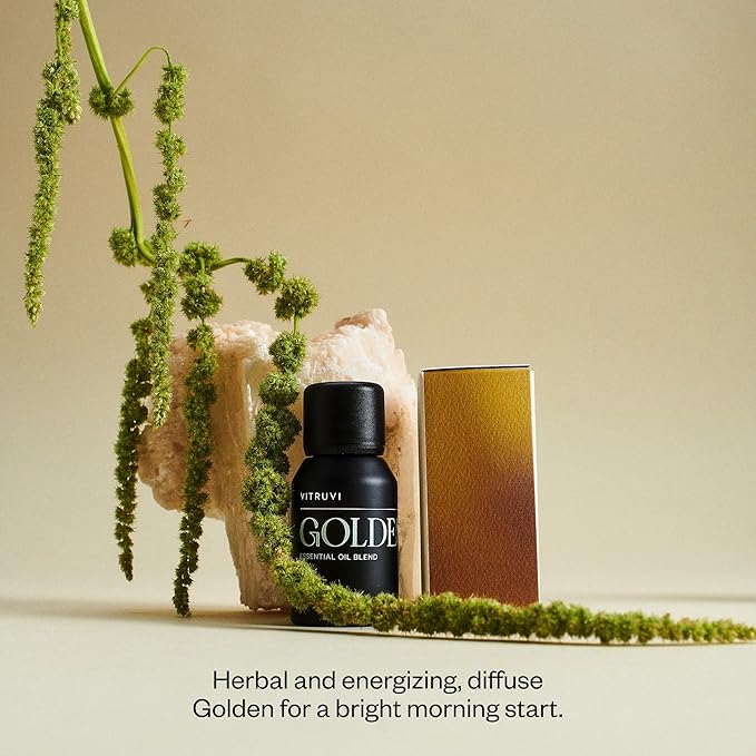 Vitruvi Golden Citrusy Essential Oil Blend with Grapefruit, Palmarosa, and Cinnamon Oil (0.5 Fl oz)