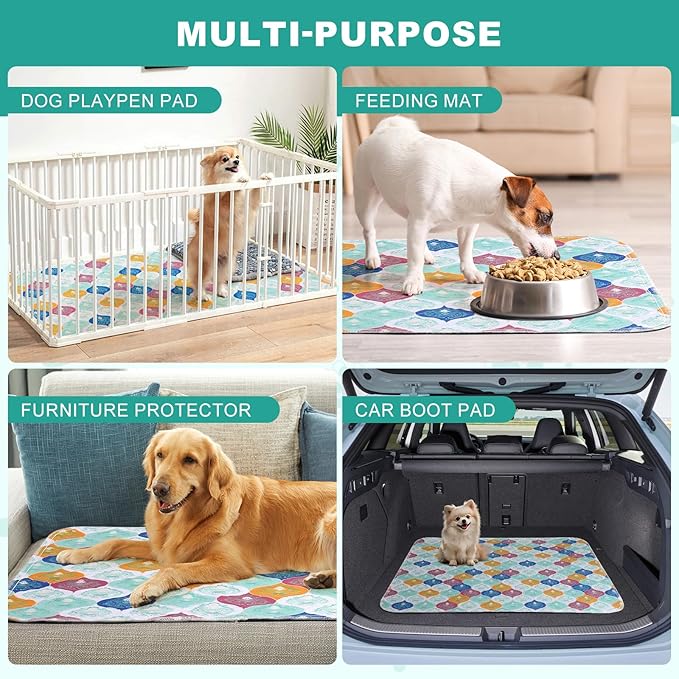 Washable Pee Pads for Dogs, Stylish Absorbent Reusable Training Dog Pads, Non-Slip and Leak-Proof Puppy Pads, Potty Pads for Crates, Whelping, Playpen, Bed and Floors, Bohemian Pattern 2 Pack 18" x24"