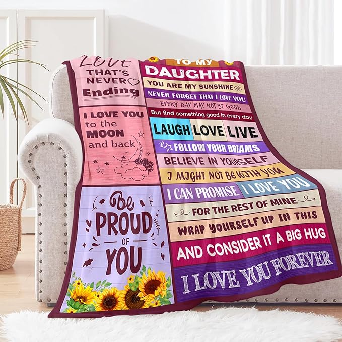 Daughter Gifts from Mom Dad - Daughter Birthday Gifts Unique - Birthday Gift for Daughters Adult - Christmas Valentines Mothers Day & Graduation Gift for Daughters - to My Daughter's Blanket 50"x60"