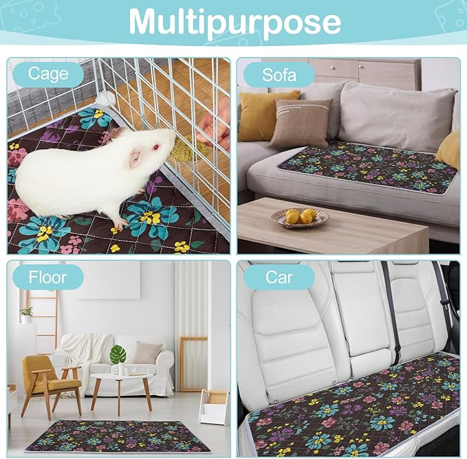 2 Pack Guinea Pig Bedding, Washable Guinea Pig Cage Liner Reusable Guinea Pig Mat Waterproof Guinea Pig Bedding for Cage, Super Absorbant Guinea Pig Pee Pads for Small Animals Hamster Rabbit Squirrel