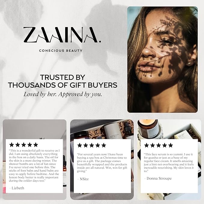 ZAAINA Birthday Gift Set for Women - Bath Gift Basket Set, Body Care Set for Her, Relaxing Spa Kit, Spa Package, Self Care Kit for Women, Pampering Home Spa Kit (DELUXE Spa Set)