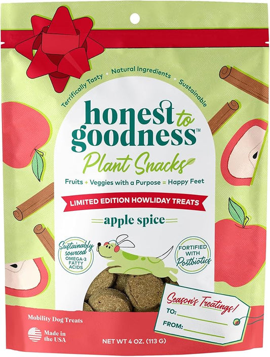 Honest to Goodness Plant Snacks Limited Edition Holiday Apple Spice Recipe Dog Treats, 4oz