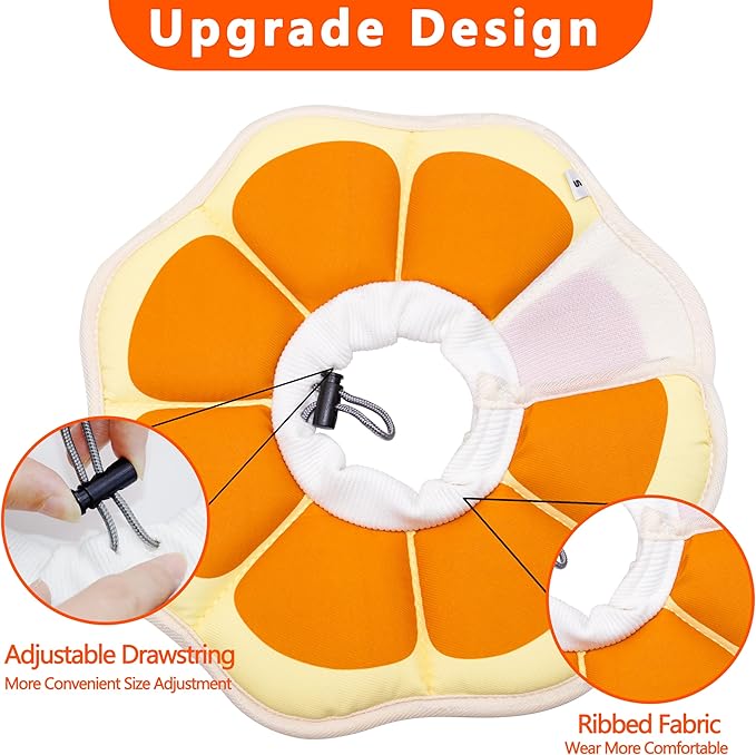 Soft Adjustable Cat Cone Collar, Comfortable Recovery Collar for Cats After Surgery (Orange, Medium)