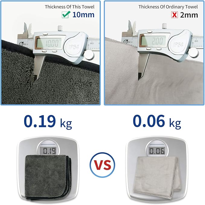 Microfiber Car Cleaning Cloths,1200 GSM Ultra Thick Microfiber Towels for Cars, Soft Car Drying Towel for Washing, Polishing and Auto Detailing 16'' x 16'' (3 Pack)