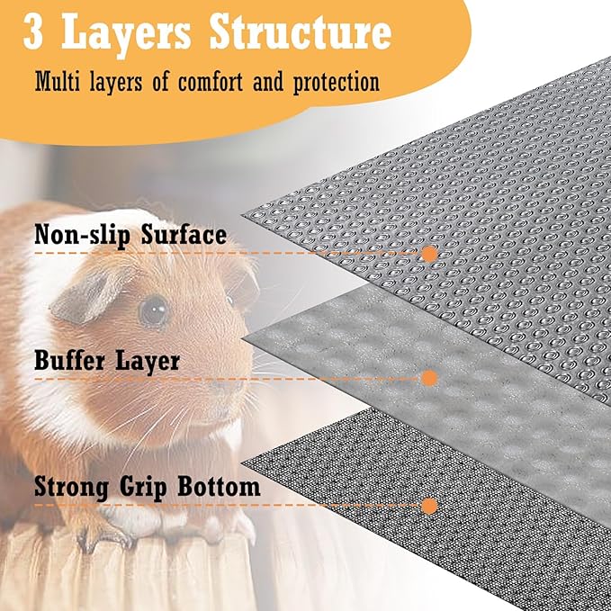Hamiledyi Guinea Pig Cage Liner Reusable Guinea Pig Bedding Easily Cut to Suit Cage Washable and Anti Slip Guinea Pig Pee Pads for Small Animal Hamster Rat Rabbit Chinchillas (24" x 118" Gray)