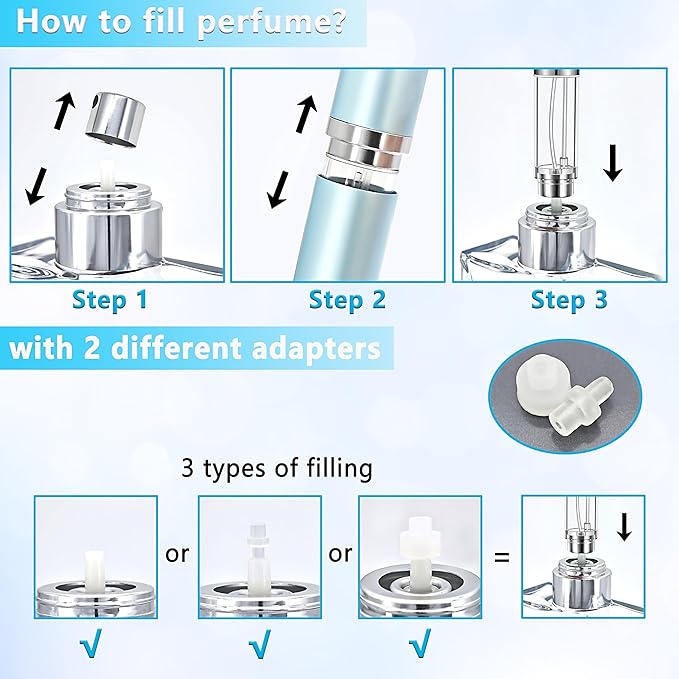 Refillable Perfume Atomizer Travel Bottle 2-Pack 5ml Leakproof Luxury Travel Perfume Refillable Bottle, Portable Fragrance Atomiser (Light Blue & Light Green)