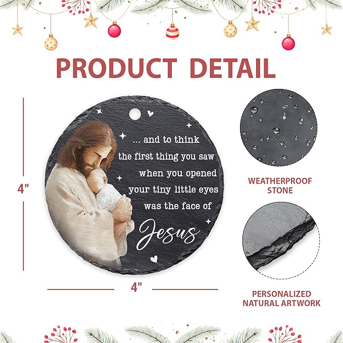 Hyturtle Miscarriage Ornament for Loss of Baby Memorial Gift, Infant Memorial Christmas Ornaments, Sympathy Gift for Stillbrith – 4 Inch Stone Ornament Memorial 6