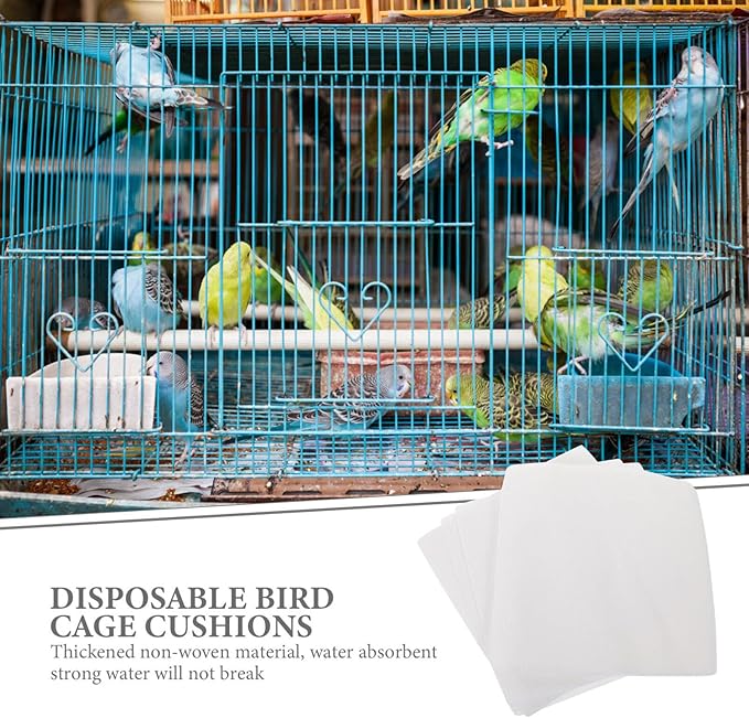 100Sheets Disposable Bird Cage Liner Papers Absorbent Cushion Liners for Bird Cages Precut and Easy to Use for Pet and Parrots