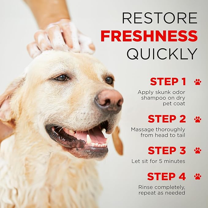 TropiClean Deodorizing Skunk Shampoo for Dogs - Extra Strength Skunk Odor Remover - 24 Hour Fast Relief - 20 oz