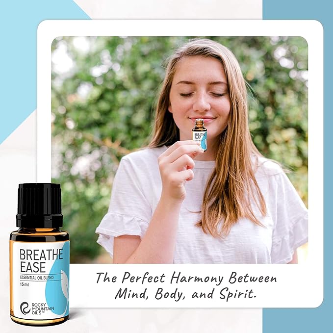 Rocky Mountain Oils Breathe Ease Essential Oil Blend - y Essential Oils for Diffuser, Topical, and Home - Calming and Relief Blend - 15ml
