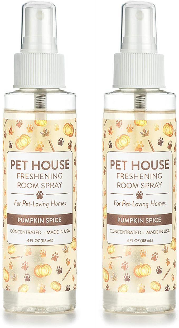 One Fur All Concentrated Room Spray 4 OZ Dog and Cat Friendly Air Freshener for Pet Odor, Pumpkin Spice, Pack of 2