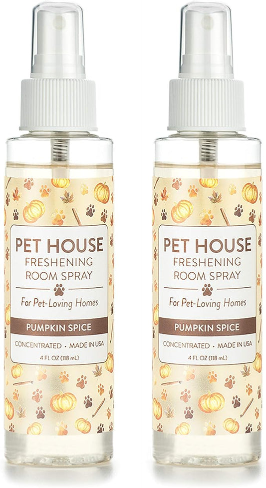 One Fur All Concentrated Room Spray 4 OZ Dog and Cat Friendly Air Freshener for Pet Odor, Pumpkin Spice, Pack of 2