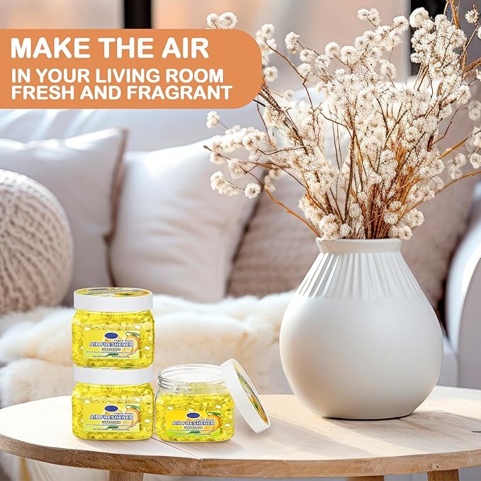 6 Pcs Air Freshener Gel Beads Bulk Odor Eliminator Beads Odor Removing Gel for Home, Bathrooms, Cars, Boats, RVs, Pet Areas, Room, Toilet 8 oz(Yellow Lemon)