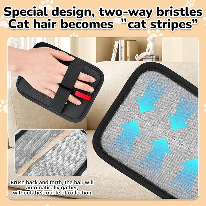 2Pcs Pet Hair Remover, electrostatic pet Hair Removal Gloves, cat and Dog pet Hair Removal Tools, Suitable for Bed Sheets, Blankets, Clothes, Sofas, Multi-Functional Beauty Gloves