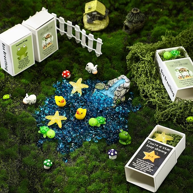 100 Set Employee Appreciation Gifts Bulk Coworkers Thank You Desk Pets Holiday Small Cute Emotional Support Resin Ornaments Card Box for Women Men Adults Office (Duck)