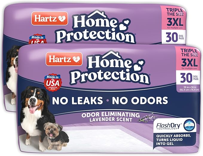 Hartz Home Protection Lavender Scented Dog Pads, 3XL 60 Count, Super Absorbent & Won't Leak, Odor Eliminating