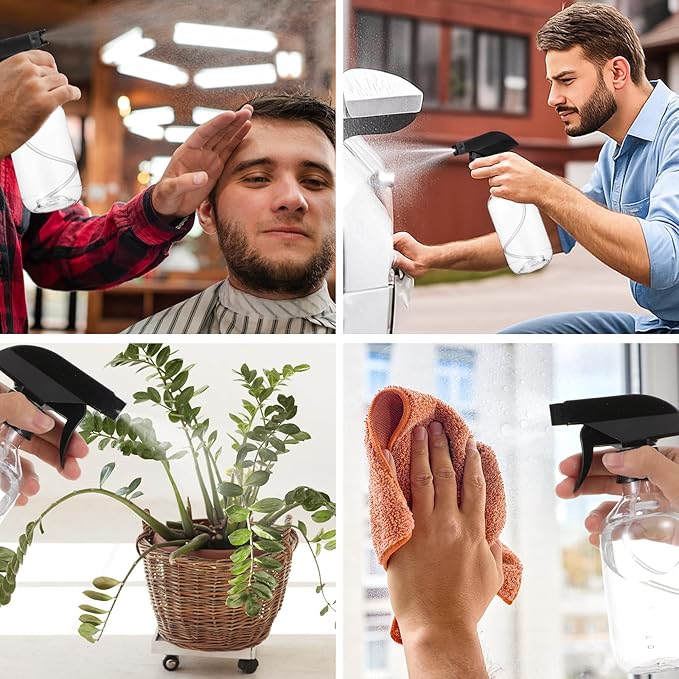 10Pcs 10oz Spray Bottle for Hair, Plastic Empty Spray Bottles for Plants, Mist/Stream Heavy Duty Water Spraying Bottle with Adjustable Sprays Nozzle BPA Free Refillable Containers for Cleaning