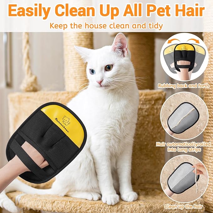 Pet Hair Removal Glove，2025 Newly Upgraded Reusable Magic Brush Pet Hair Remover Glove for Cats & Dogs，Pet Hair Remover Tool for Couch,Curtain, Clothing, Carpet, Car Seat (1Pcs)