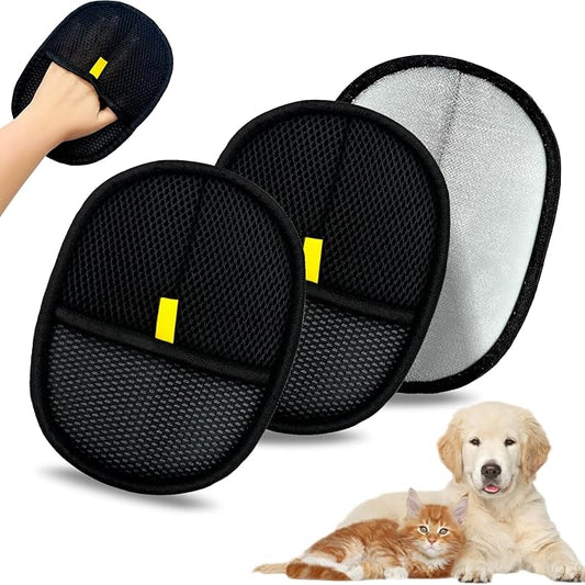 3PCS Upgraded Pet Hair Removal Glove for Dogs & Cats, Reusable Electrostatic Pet Hair Remover Glove for Couch, Furniture, Carpet & Car Seat, Best Grooming Gloves for Pets Hair Removal & Massage